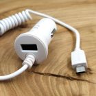 Автомобільний зарядний пристрій із витим дротом MiroUSB 2.1 A+USB Inkax CD-33(зас.тов.)