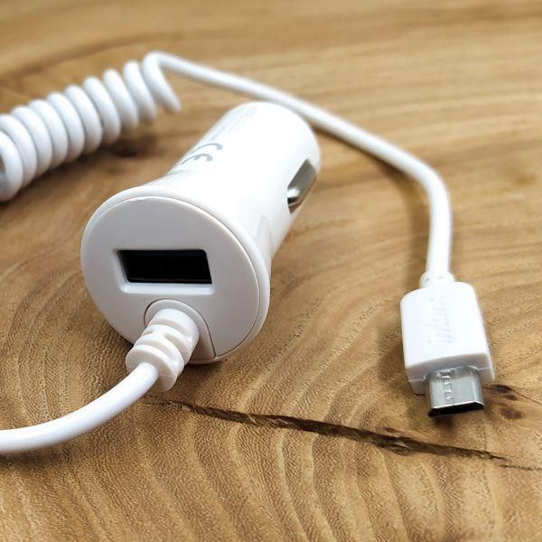 Автомобільний зарядний пристрій із витим дротом MiroUSB 2.1 A+USB Inkax CD-33(зас.тов.)