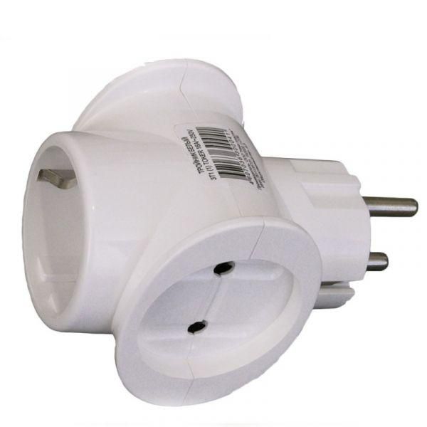 Трійник у розетку 3T1 (1) 16A-250V (Євро)