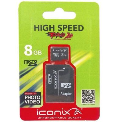 Картка пам'яті IcoNiX MicroSD + Adapter 8 ГБ Class 6