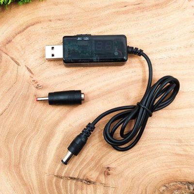 Кабель для роутера USB від павербанка 5V-9v, 12v — 5,5х2,5 мм (0.8 м)(зас.тов.)
