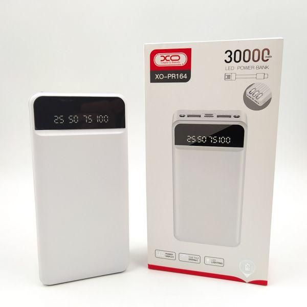 Павербанк 30000mAh XO PR164 LED + комплект кабелів White