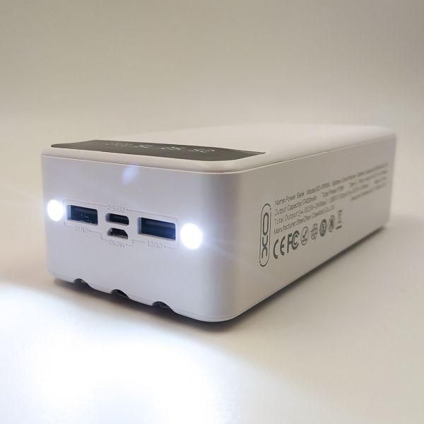 Павербанк 30000mAh XO PR164 LED + комплект кабелів White