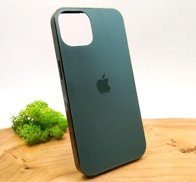 Матовий скляний чохол Glass case для iPhone 14 Midnight Green(зас.тов.)