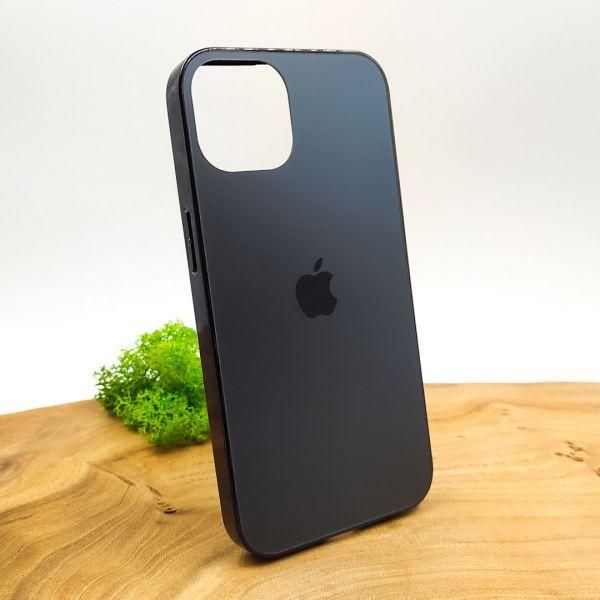 Матовий скляний чохол Glass case для iPhone 14 Space Black(зас.тов.)