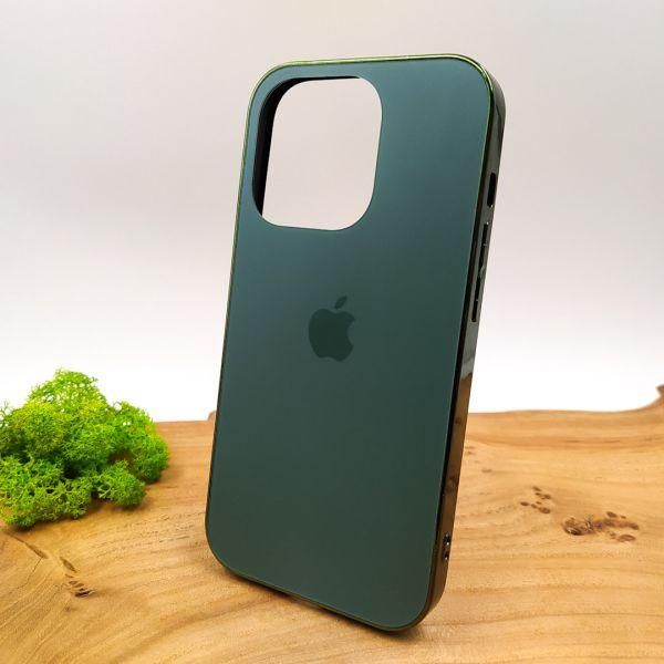 Матовий скляний чохол Glass case для iPhone 14 Pro Midnight Green(зас.тов.)