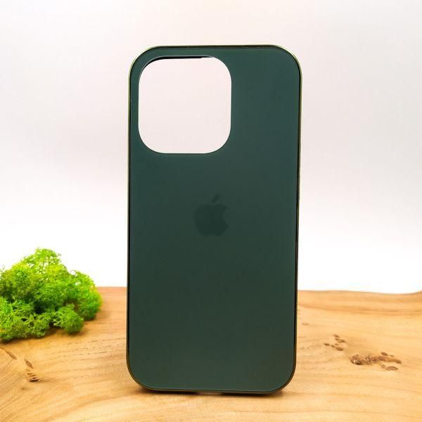 Матовий скляний чохол Glass case для iPhone 14 Pro Midnight Green(зас.тов.)