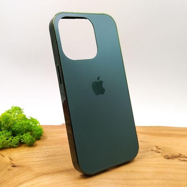 Матовий скляний чохол Glass case для iPhone 14 Pro Midnight Green(зас.тов.)