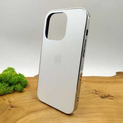 Матовий скляний чохол Glass case для iPhone 14 Pro Silver(зас.тов.)