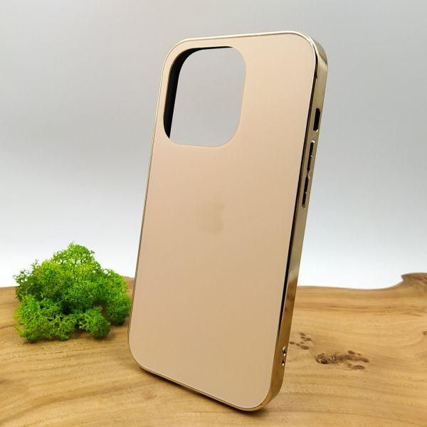 Матовий скляний чохол Glass case для iPhone 14 Pro Gold(зас.тов.)