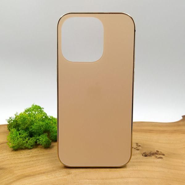 Матовий скляний чохол Glass case для iPhone 14 Pro Gold(зас.тов.)