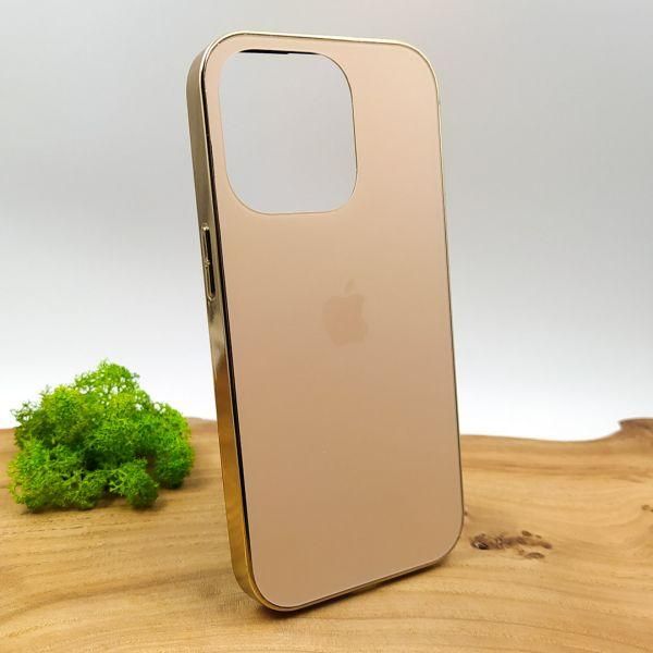 Матовий скляний чохол Glass case для iPhone 14 Pro Gold(зас.тов.)