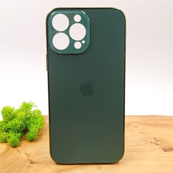 Матовий скляний чохол Glass case для iPhone 13 Pro Max Midnight Green(зас.тов.)