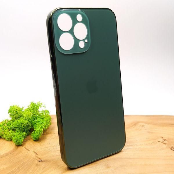 Матовий скляний чохол Glass case для iPhone 13 Pro Max Midnight Green(зас.тов.)