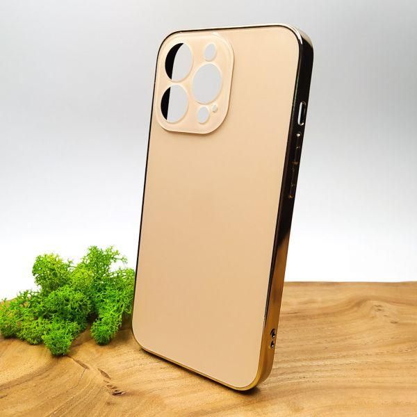 Матовий скляний чохол Glass case для iPhone 13 Pro Gold(зас.тов.)