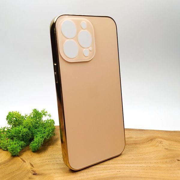 Матовий скляний чохол Glass case для iPhone 13 Pro Gold(зас.тов.)