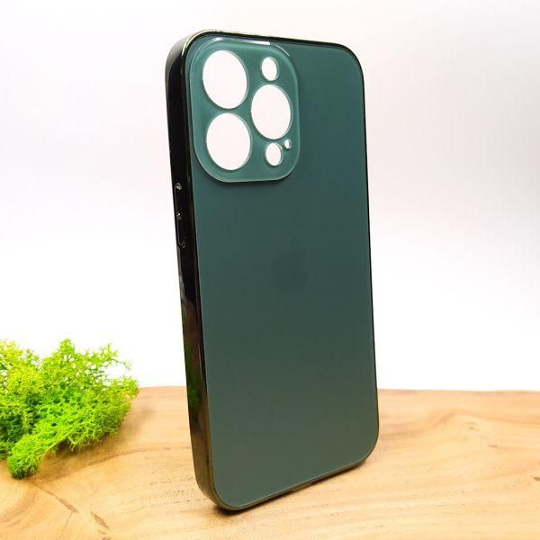 Матовий скляний чохол Glass case для iPhone 13 Pro Midnight Green(зас.тов.)