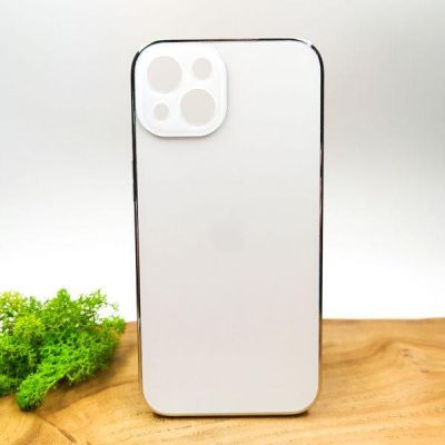 Матовий скляний чохол Glass case для iPhone 13 Silver(зас.тов.)