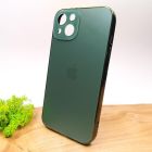Матовий скляний чохол Glass case для iPhone 13 Midnight Green(зас.тов.)