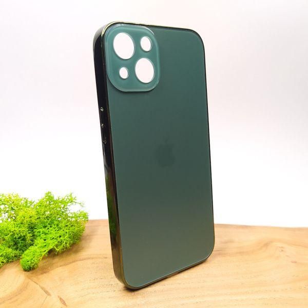Матовий скляний чохол Glass case для iPhone 13 Midnight Green(зас.тов.)