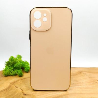 Матовий скляний чохол Glass case для iPhone 12 Gold(зас.тов.)