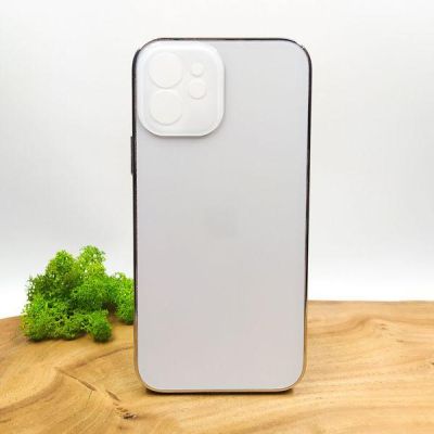 Матовий скляний чохол Glass case для iPhone 12 Silver(зас.тов.)
