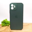 Матовий скляний чохол Glass case для iPhone 12 Midnight Green(зас.тов.)