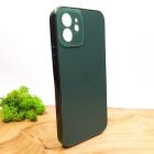 Матовий скляний чохол Glass case для iPhone 12 Midnight Green(зас.тов.)