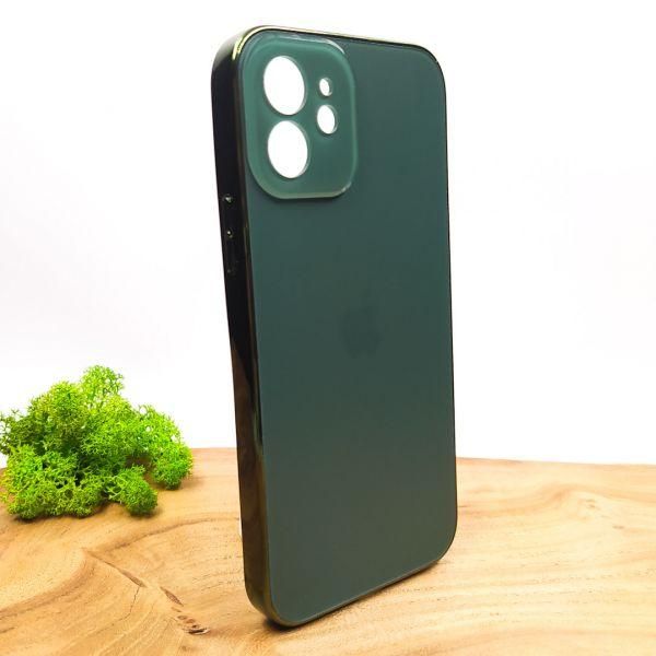 Матовий скляний чохол Glass case для iPhone 12 Midnight Green(зас.тов.)