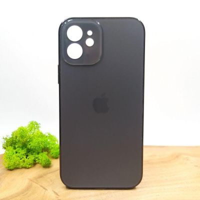 Матовий скляний чохол Glass case для iPhone 12 Space Black(зас.тов.)
