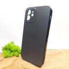 Матовий скляний чохол Glass case для iPhone 12 Space Black(зас.тов.)