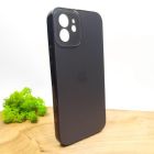 Матовий скляний чохол Glass case для iPhone 12 Space Black(зас.тов.)