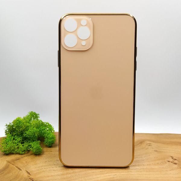 Матовий скляний чохол Glass case для iPhone 11 Pro Max Gold(зас.тов.)