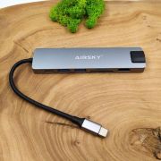 Мультифункціональний Type-C-хаб Airsky HC-13LC 7в1 HDMI/SD/MicroSD/USB 3.0/RJ45(зас.тов.)