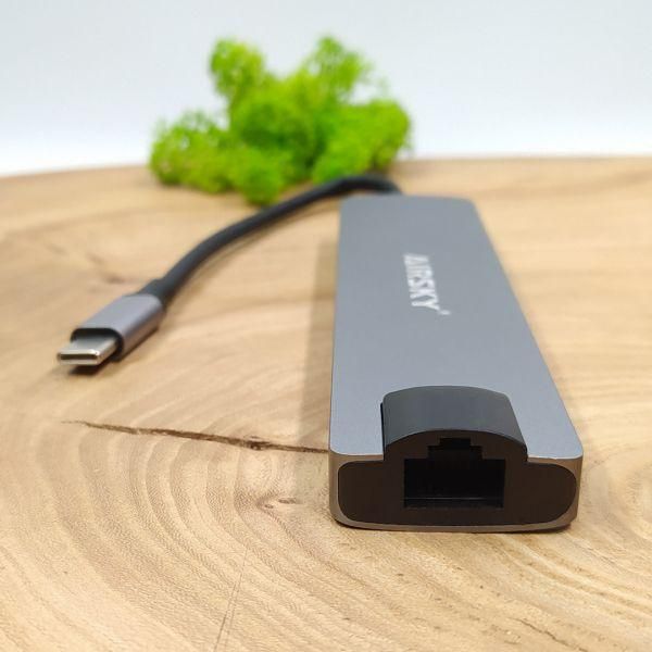 Мультифункціональний Type-C-хаб Airsky HC-13LC 7в1 HDMI/SD/MicroSD/USB 3.0/RJ45(зас.тов.)
