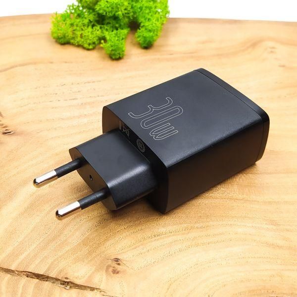 Мережевий зарядний пристрій Baseus Compact Quick Charger 30 W QC + PD (Type C + 2 USB) Black
