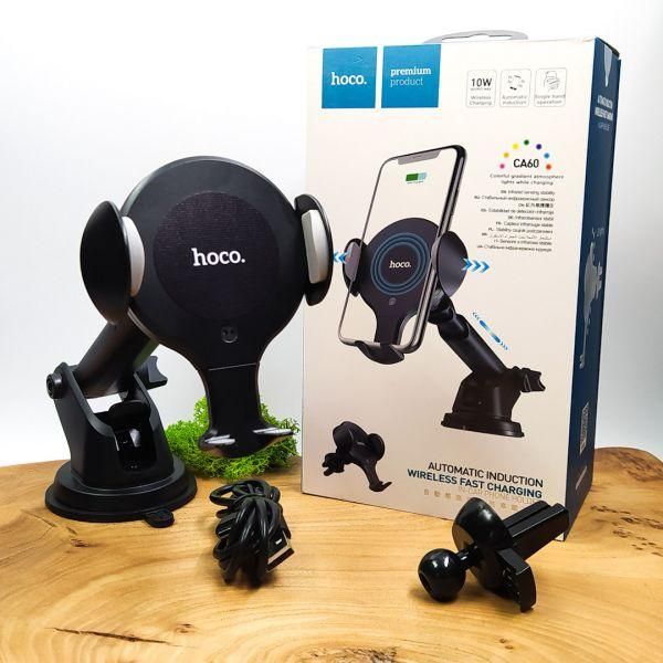 Автомобільний магнітний тримач на торпеду HOCO Auto Wireless Charging 10W CA60 Black