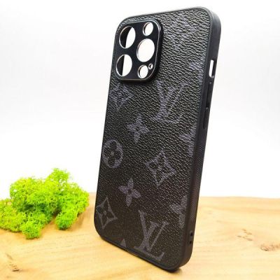 Шкіряний чохол Louis Vuitton leather case для iPhone 14 Pro Black(зас.тов.)