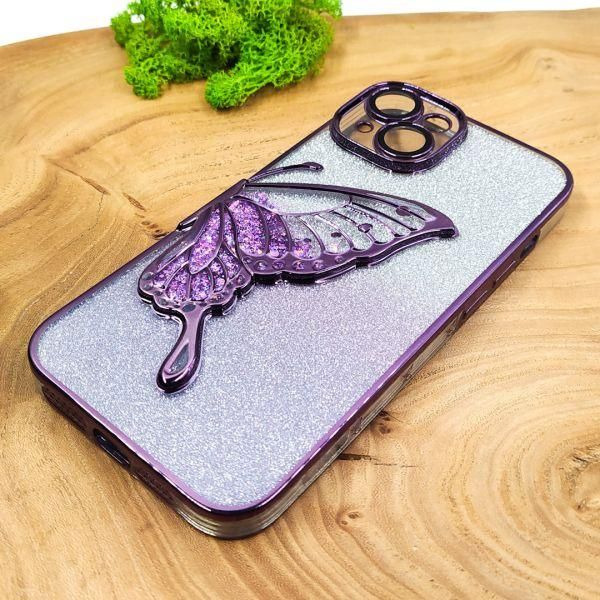 Чохол USAMS Butterfly case для iPhone 15 Dark Purple(зас.тов.)