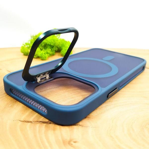 Чохол Baseus Smoke case Magsafe with Metal Stand для iPhone 15 Pro Max Dark Blue