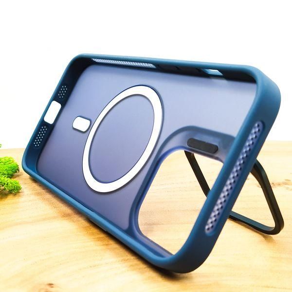Чохол Baseus Smoke case Magsafe with Metal Stand для iPhone 15 Pro Max Dark Blue