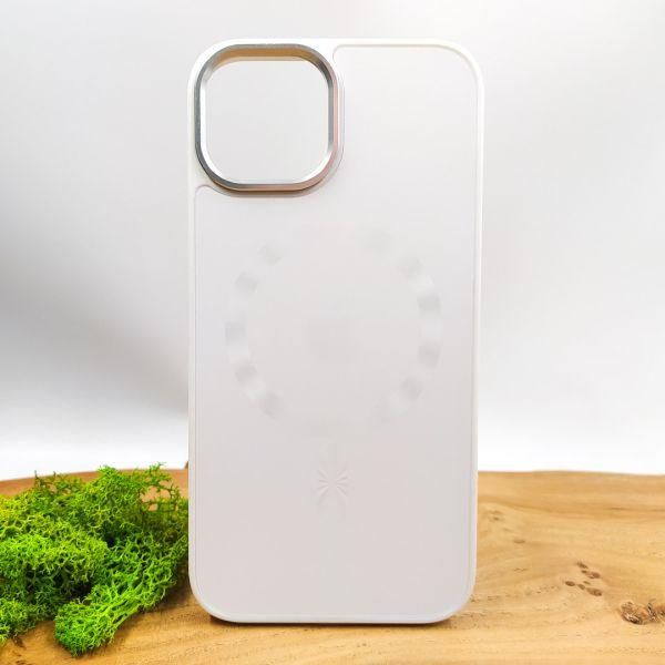 Скляний матовий чохол з MagSafe для iPhone 15 White(зас.тов.)