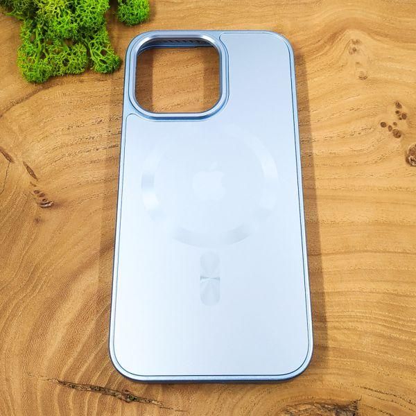 Скляний матовий чохол з MagSafe для iPhone 14 Pro Light Blue