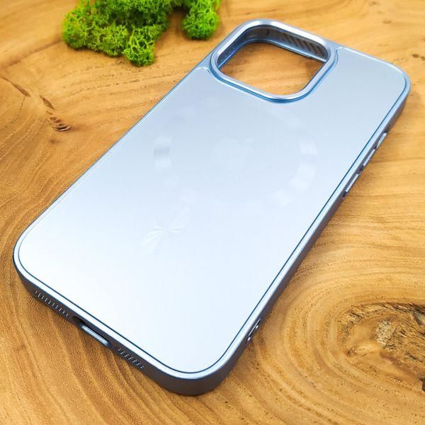 Скляний матовий чохол з MagSafe для iPhone 14 Pro Light Blue