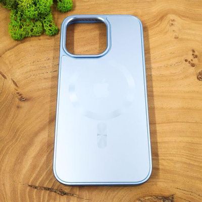 Скляний матовий чохол з MagSafe для iPhone 13 Pro Max Light Blue