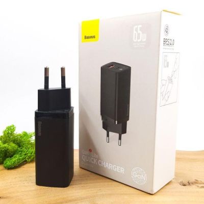 Мережевий зарядний пристрій Baseus GaN2 Lite USB-A+USB-C 65W Black