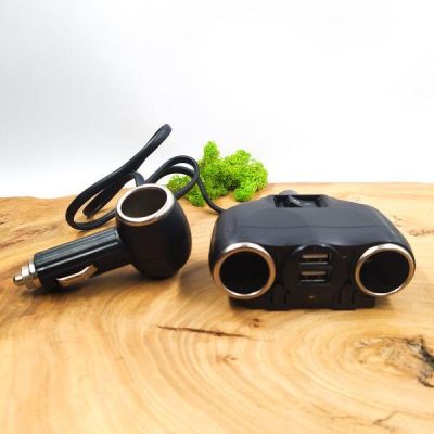 Розгалужувач прикурювача Olesson 1630 з вимикачем на 3 гнізда 2 usb Black(зас.тов.)
