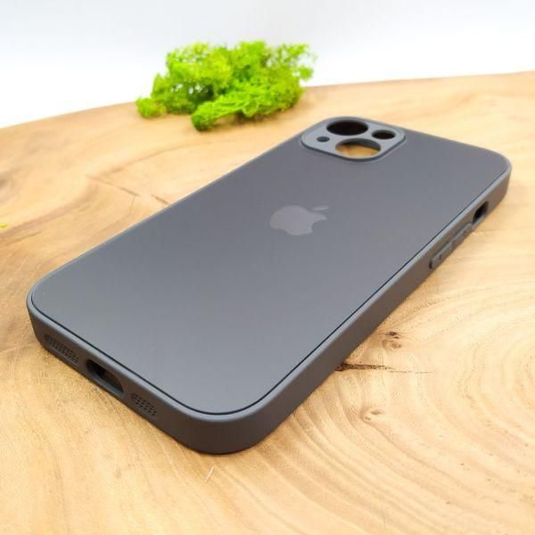 Матовий скляний чохол Glass case для iPhone 14 Graphite
