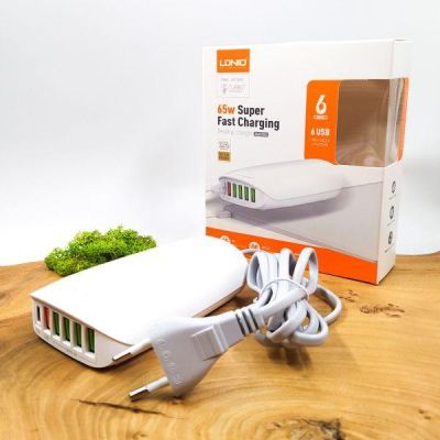 Зарядний пристрій LdNio A6573C 6 USB 65W White