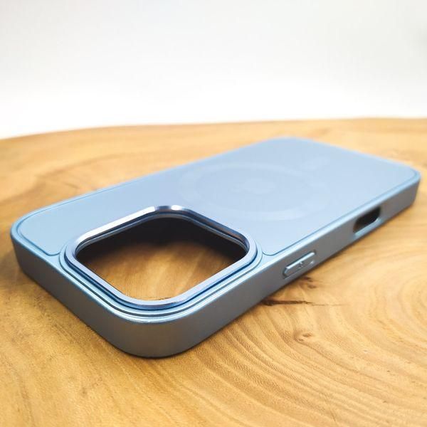 Скляний матовий чохол з MagSafe для iPhone 16 Pro Max Light Blue